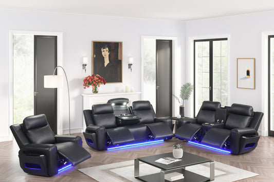 Rolls Royce Black Power Reclining Sofa Set