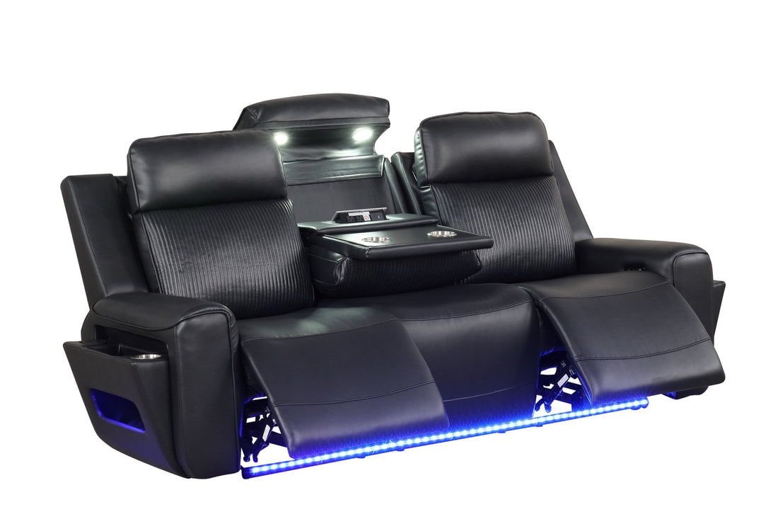 Rolls Royce Black Power Reclining Sofa Set