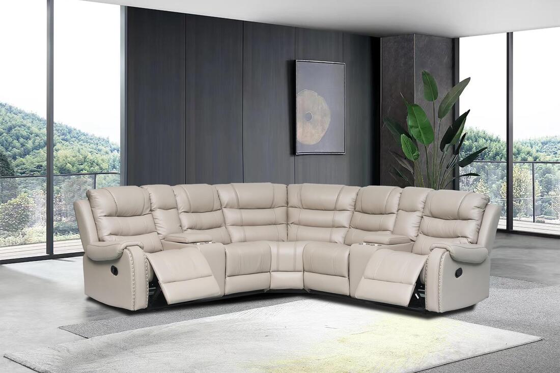 Rose Stone Leather Reclining Sectional