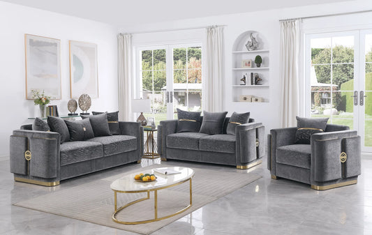 2pcs & 3pcs S1001 Capri (Grey) Sofa & Loveseat