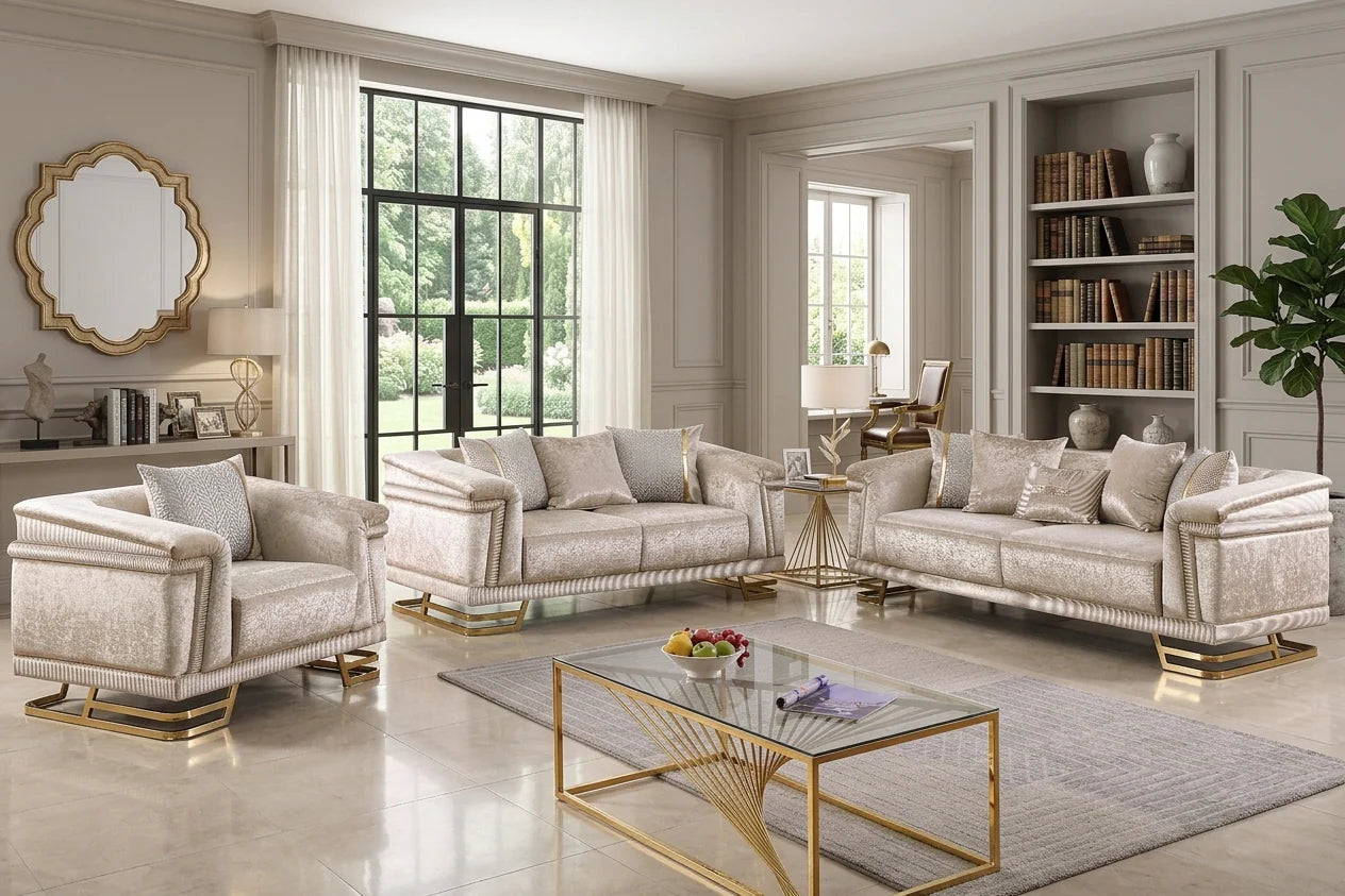 2pcs & 3pcs S1010 Amalfi (Champagne) Sofa & Loveseat
