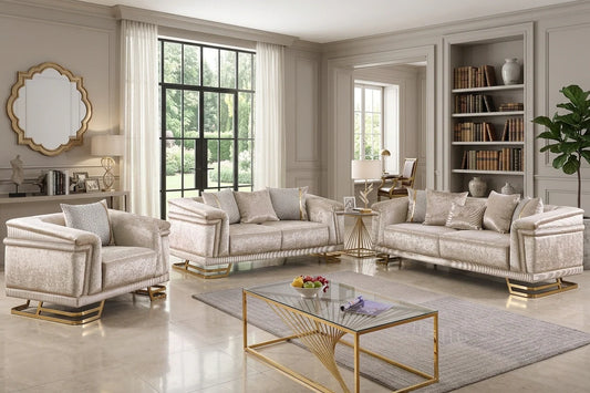 2pcs & 3pcs S1010 Amalfi (Champagne) Sofa & Loveseat