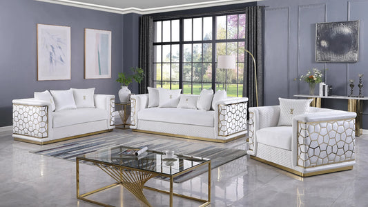 S1015 Stella White Sofa Loveseat & Chair