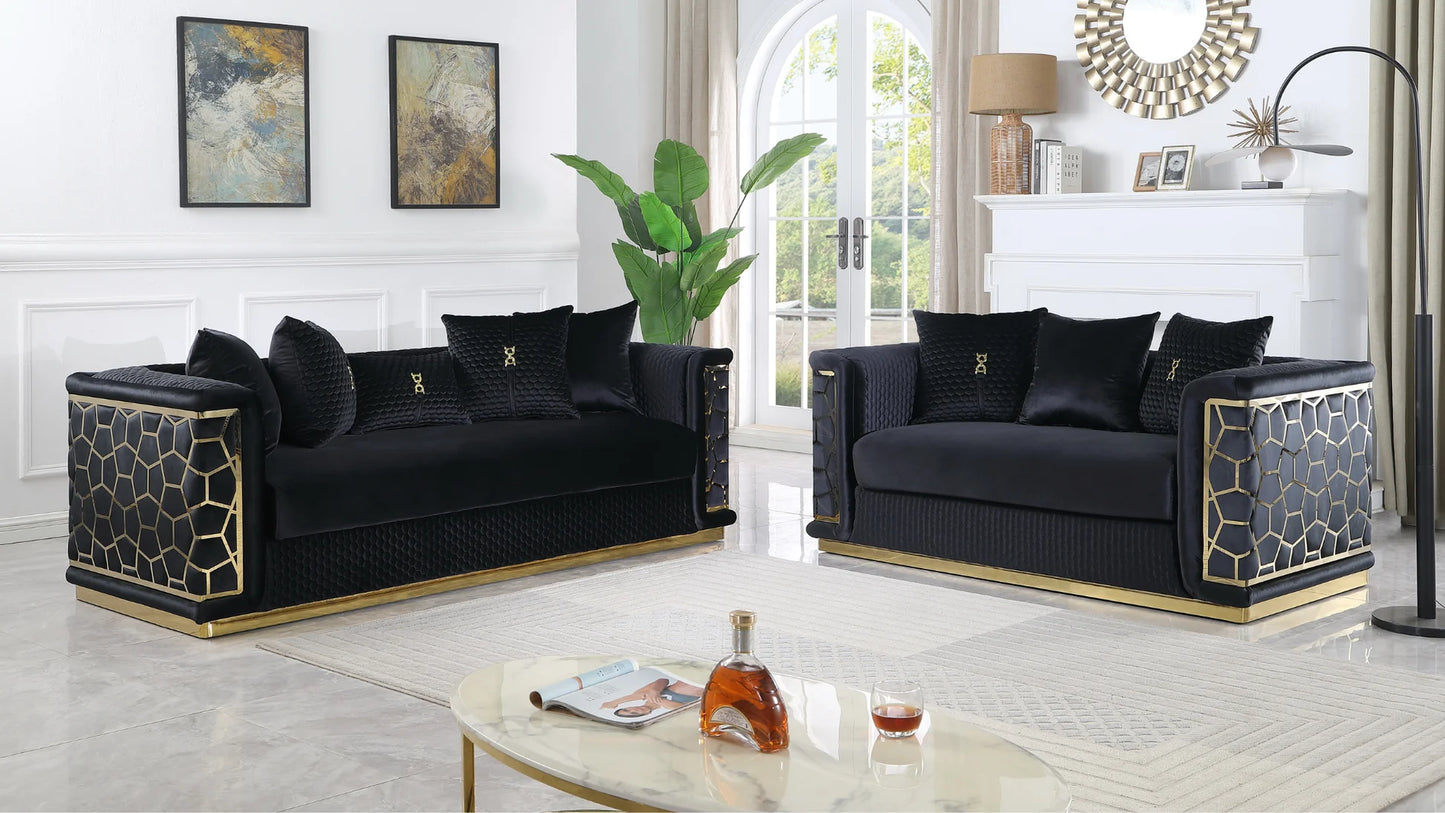 S1015 Stella Black Sofa & Loveseat