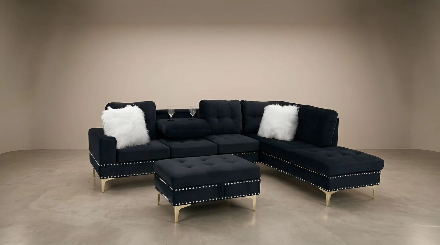 S133 Joy II Black Sectional