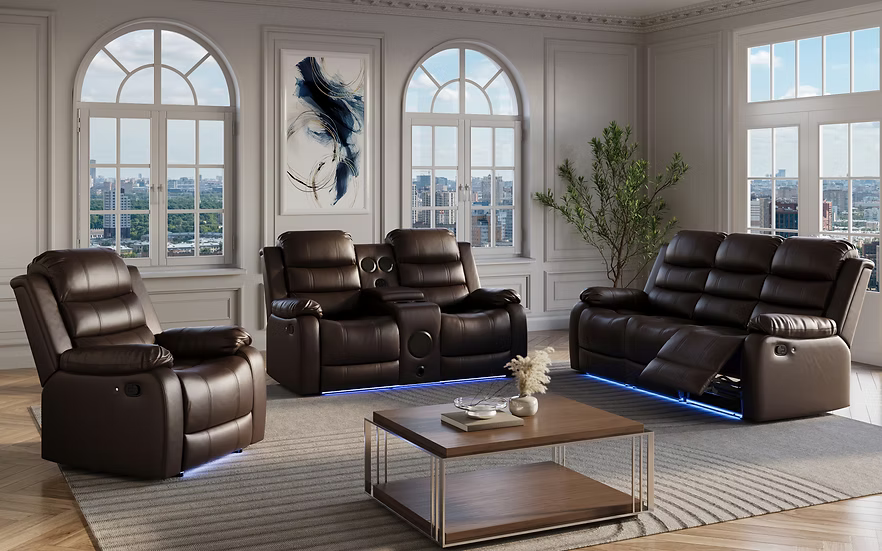 3pcs or 2pcs S1887 Marisol Brown Reclining Sofa Set