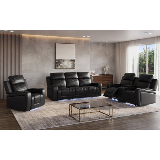 S1890 Bomer (Black) - 3pcs Power Reclining Set