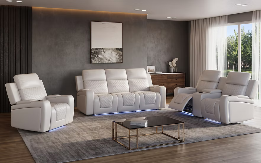 S1890 Bomer White Power Reclining Sofa Set