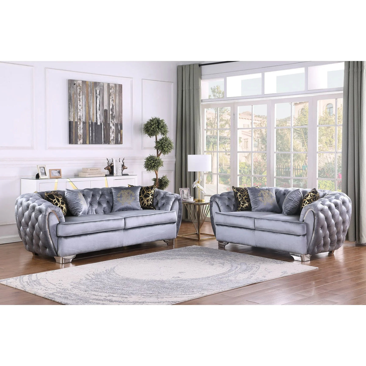 2pcs & 3pcs S2004 Mila (Grey) Sofa & Loveseat