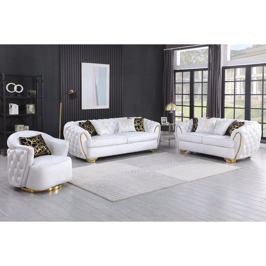 2pcs S2004 Mila (White) Sofa & Loveseat