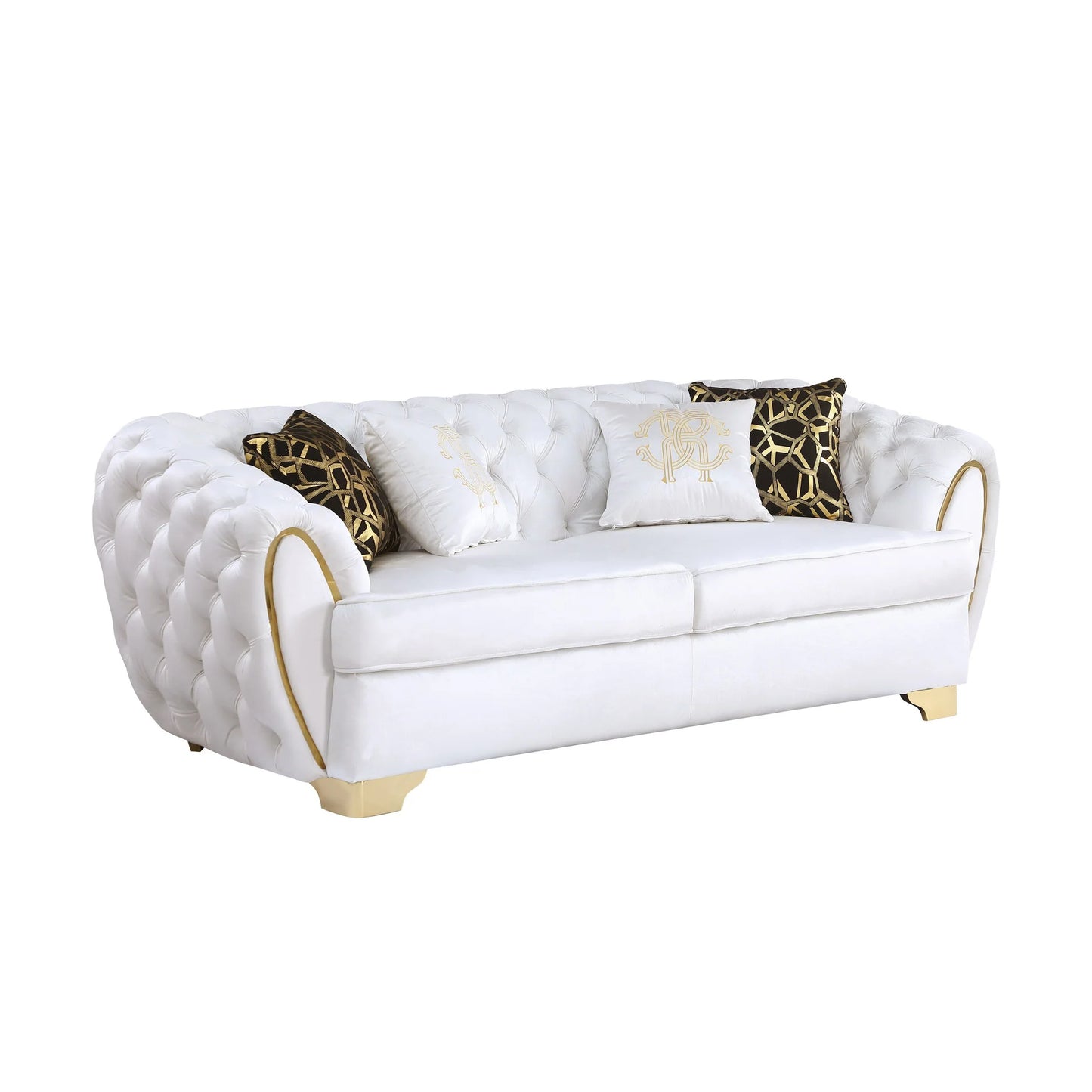 2pcs S2004 Mila (White) Sofa & Loveseat