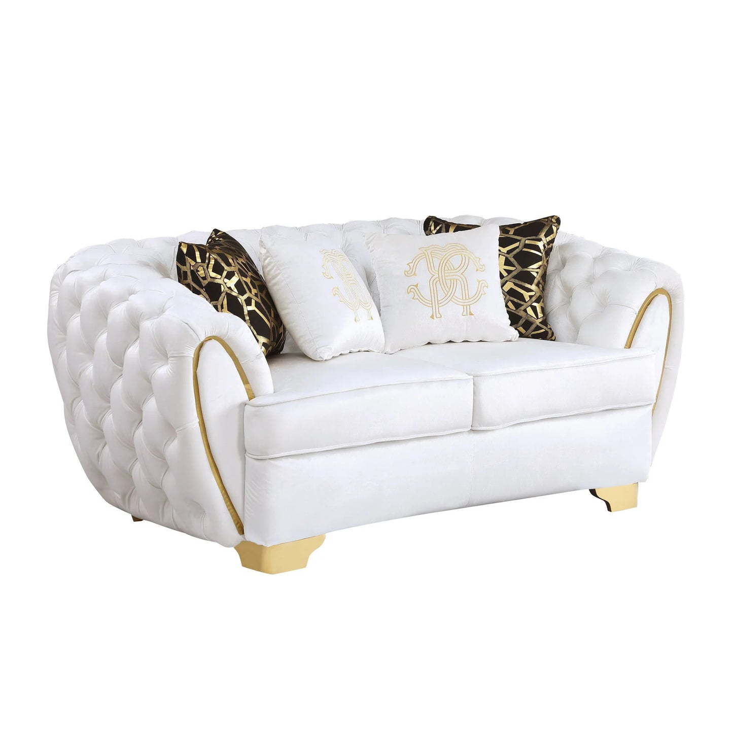 2pcs S2004 Mila (White) Sofa & Loveseat