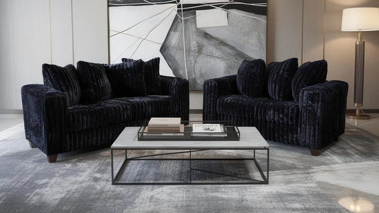 S300 Gia Black Stripe Fabric Sofa & Loveseat