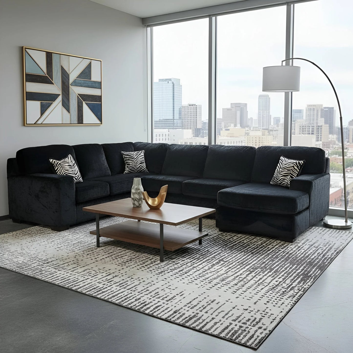 S319 Austin Furby Black Sectional