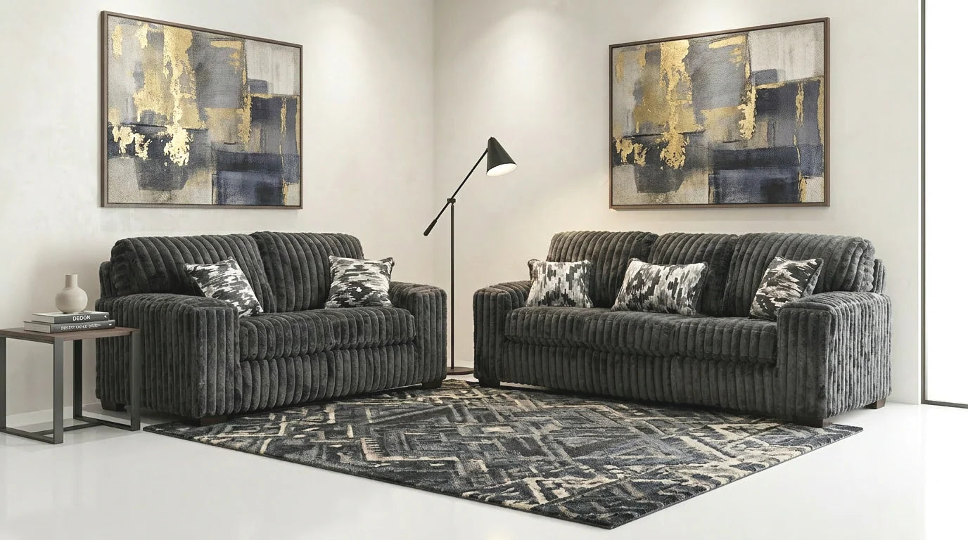S319 Sofa and Loveseat Charcoal