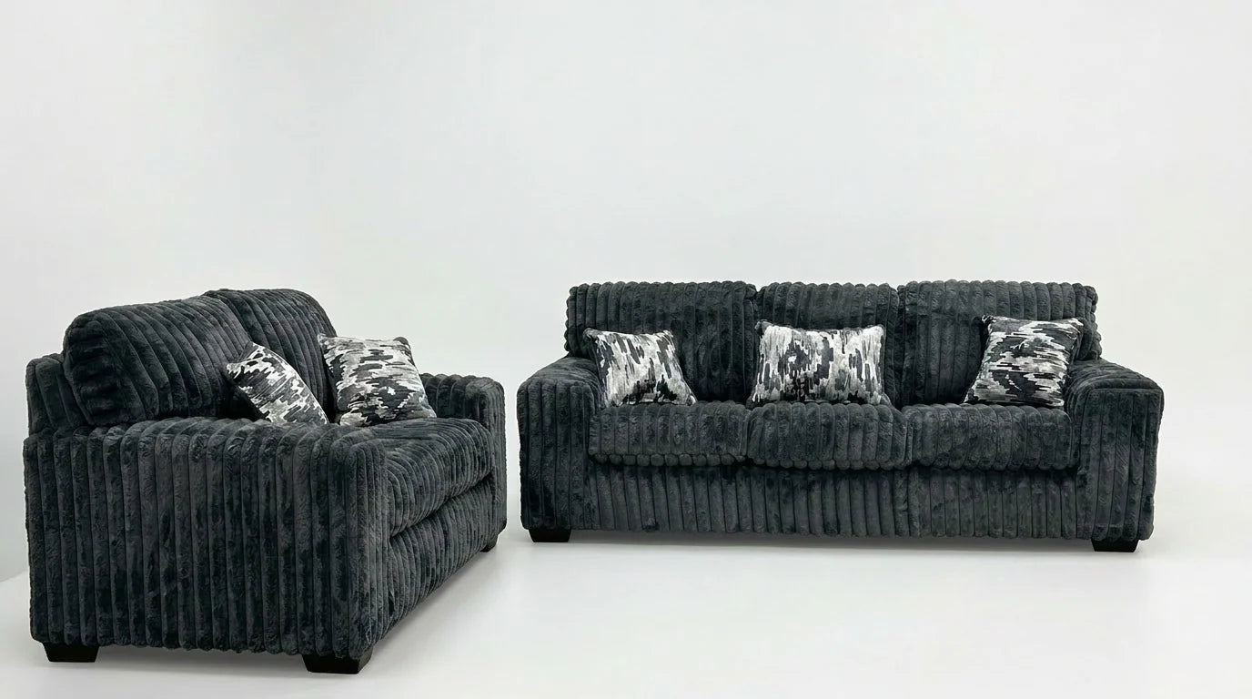 S319 Sofa and Loveseat Charcoal
