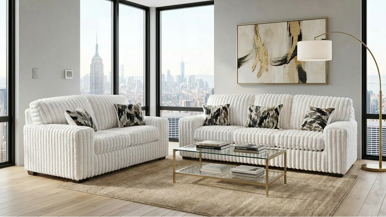 S319 Sofa and Loveseat Ivory
