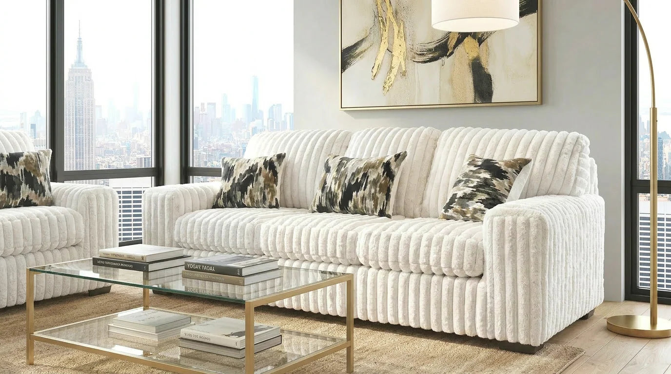 S319 Sofa and Loveseat Ivory
