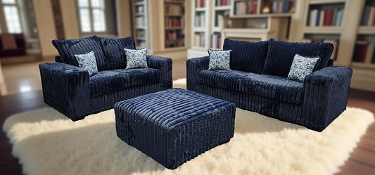 S320 Texan Oversize Blue Sofa & Loveseat Set