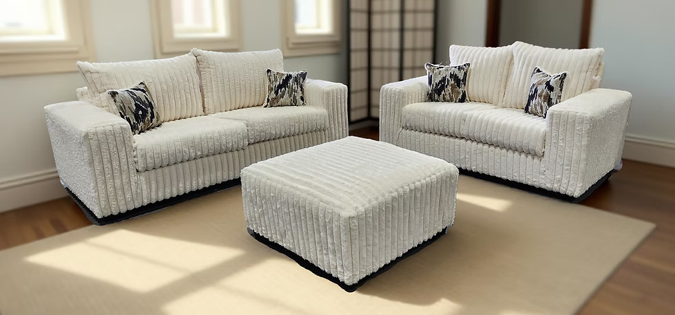 3pcs or 2pcs S320 Texan Ivory Corduroy Oversized Sofa & Loveseat Set