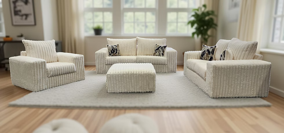 3pcs or 2pcs S320 Texan Ivory Corduroy Oversized Sofa & Loveseat Set