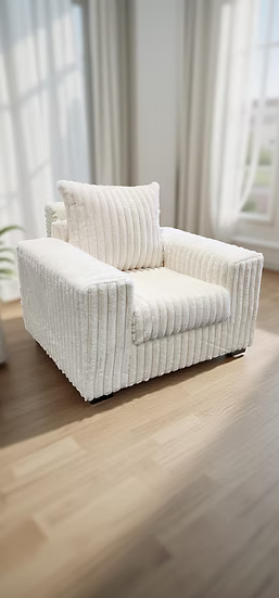 3pcs or 2pcs S320 Texan Ivory Corduroy Oversized Sofa & Loveseat Set