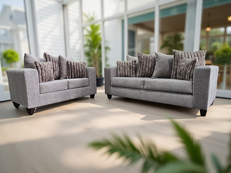 S325 Kora Smoke Fabric Sofa & Loveseat Set