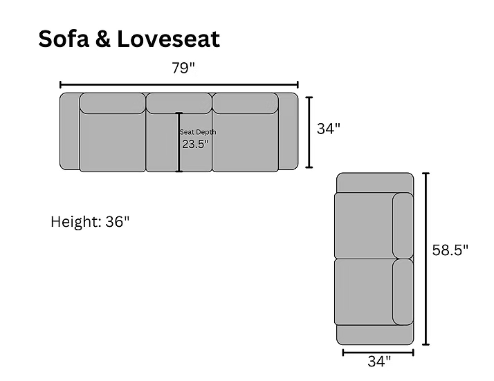 S325 Kora Smoke Fabric Sofa & Loveseat Set