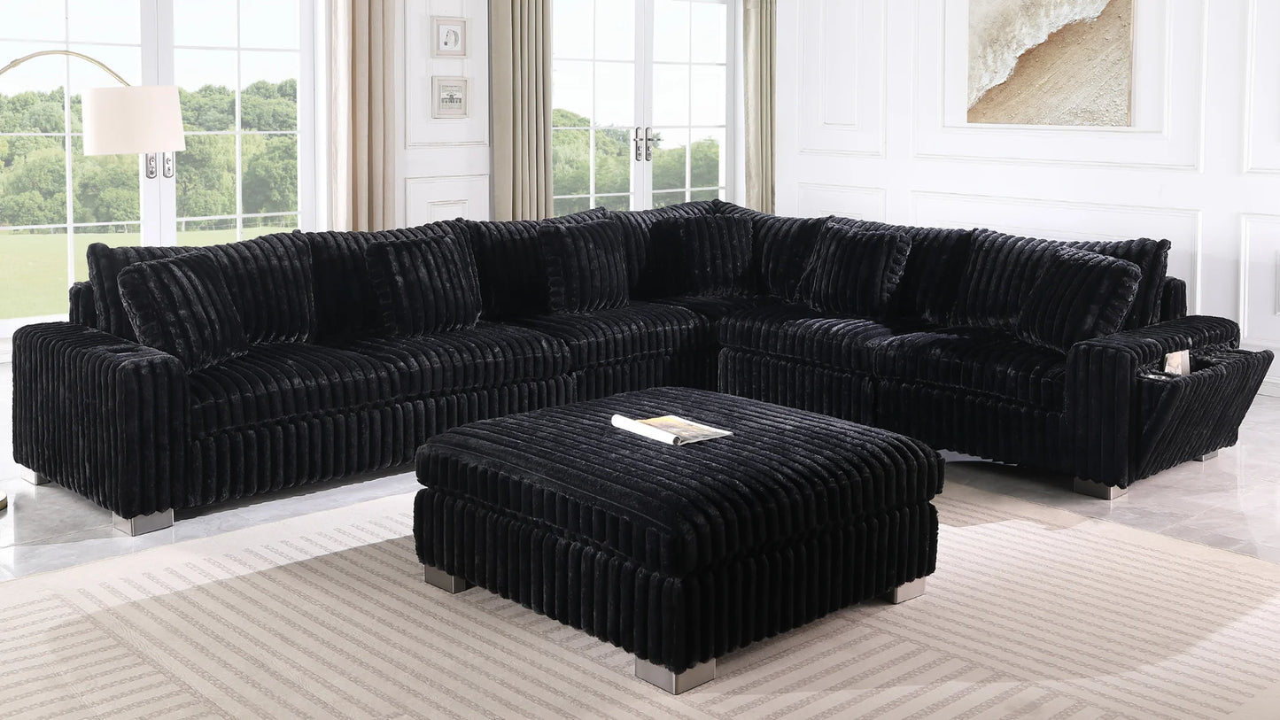 S329 Snuggle Station Black Oversized Sectional