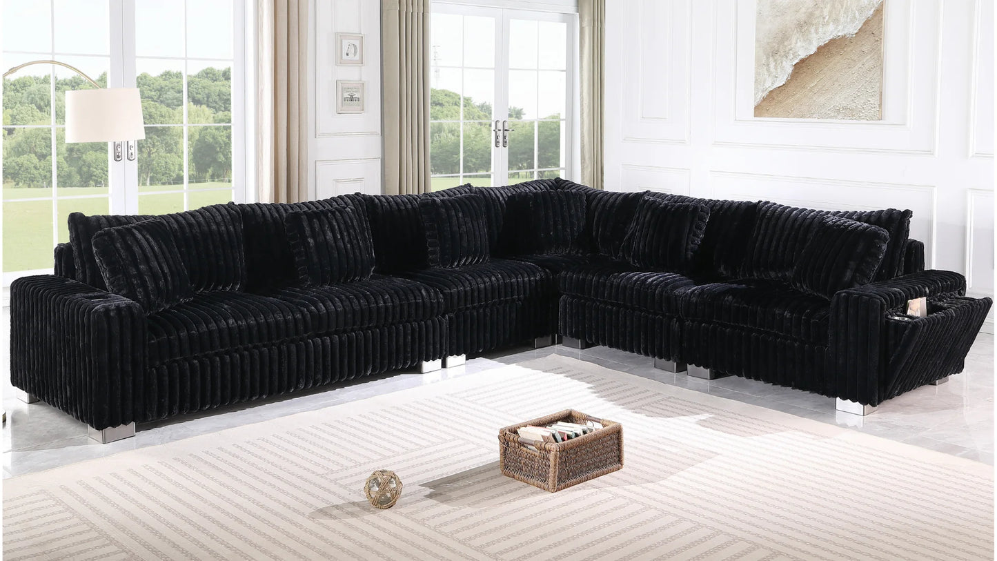 S329 Snuggle Station Black Oversized Sectional