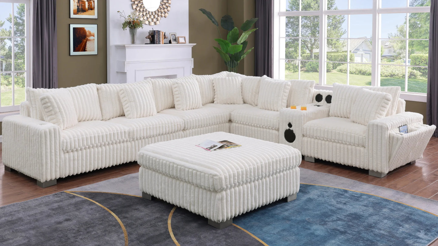 S329 Snuggle Station Cream Oversized Sectional