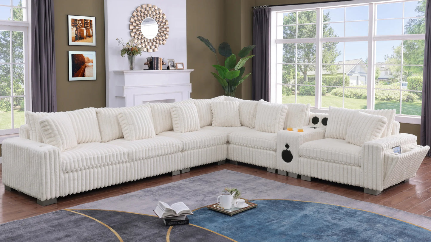 S329 Snuggle Station Cream Oversized Sectional