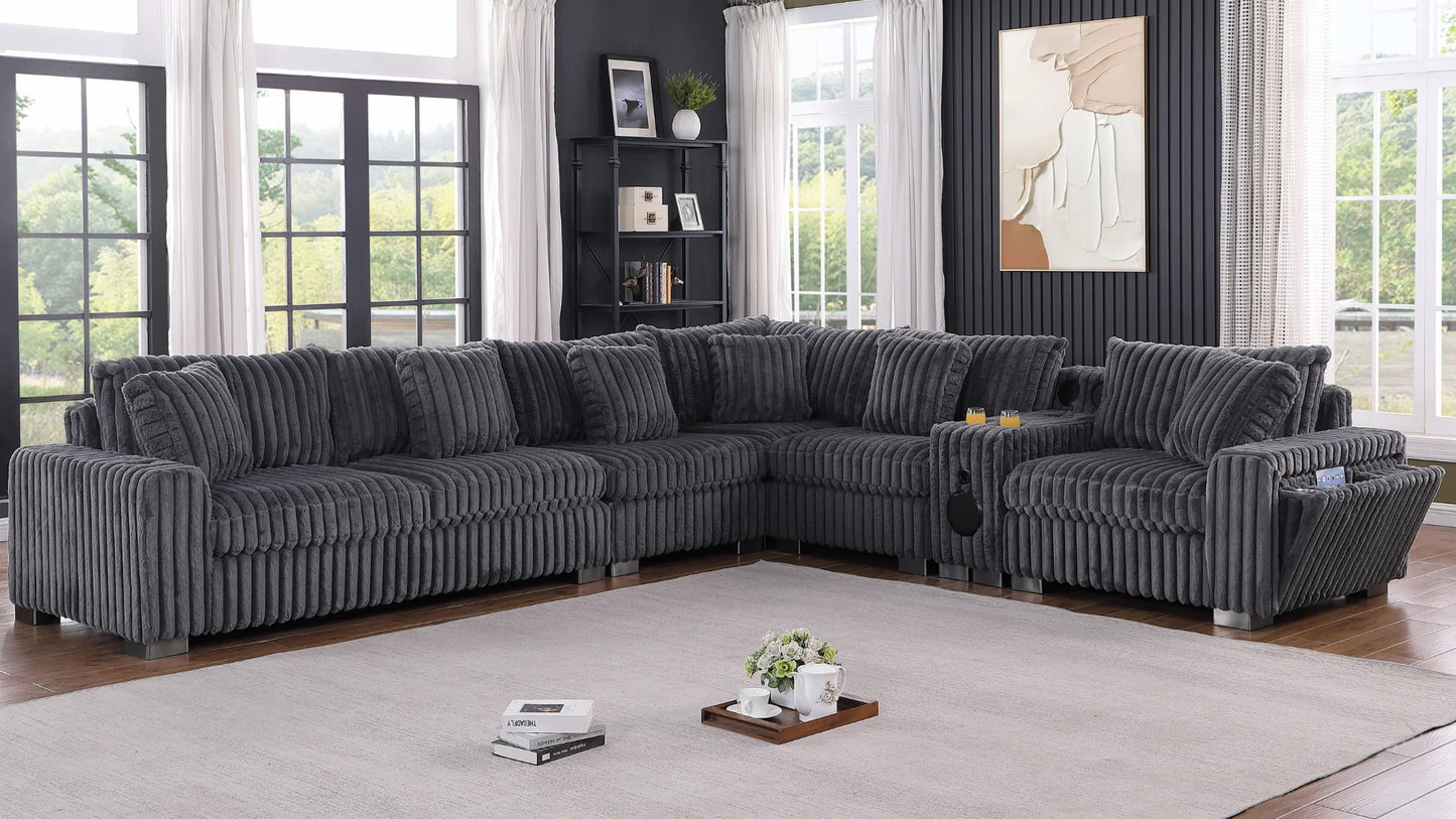 S329 Snuggle Station Grey Oversized Sectional