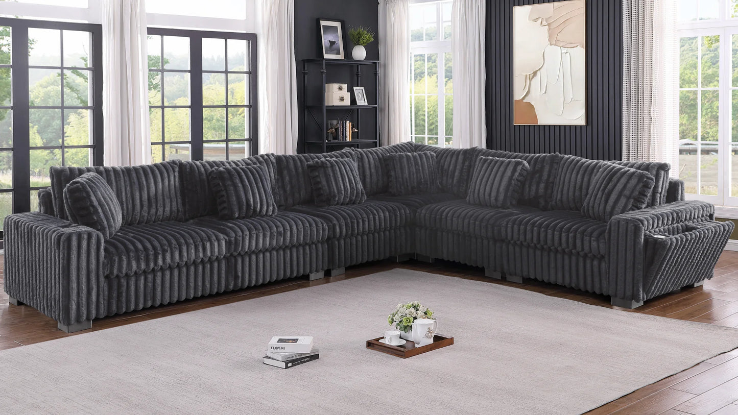 S329 Snuggle Station Grey Oversized Sectional