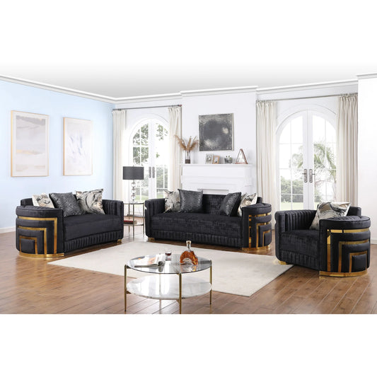 S3300 Minerva Black Sofa Loveseat & Chair