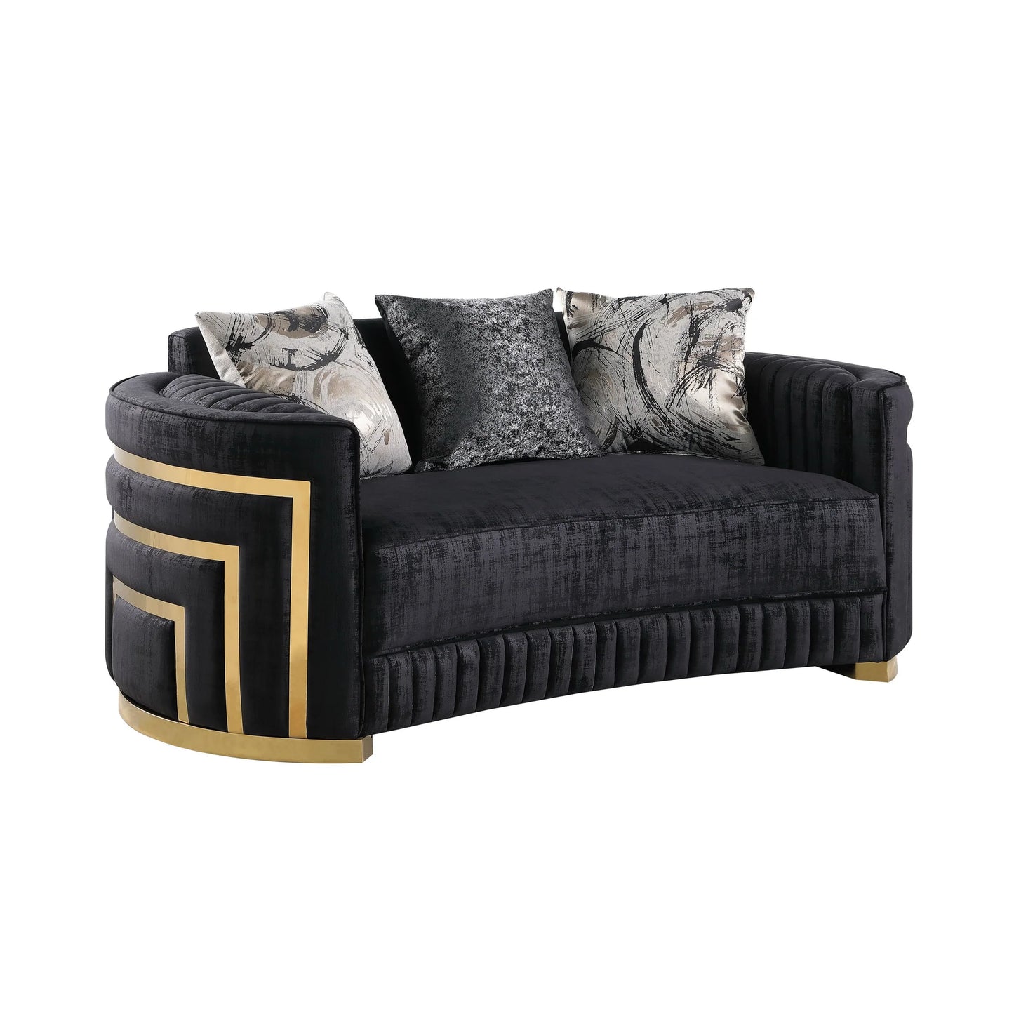 S3300 Minerva Black Sofa Loveseat & Chair