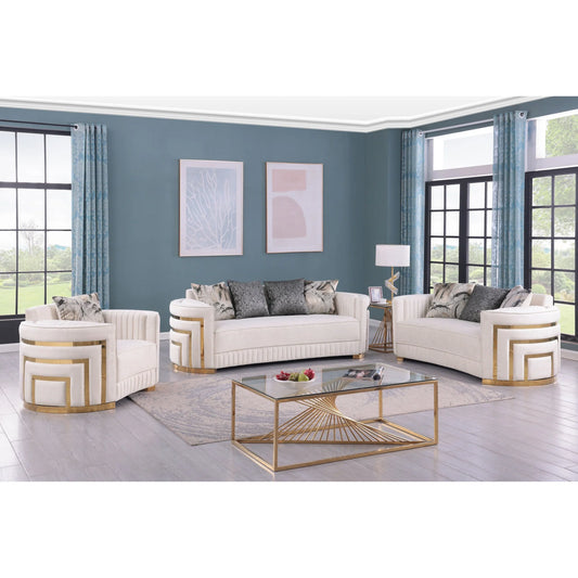 S3300 Minerva Cream Sofa Loveseat & Chair