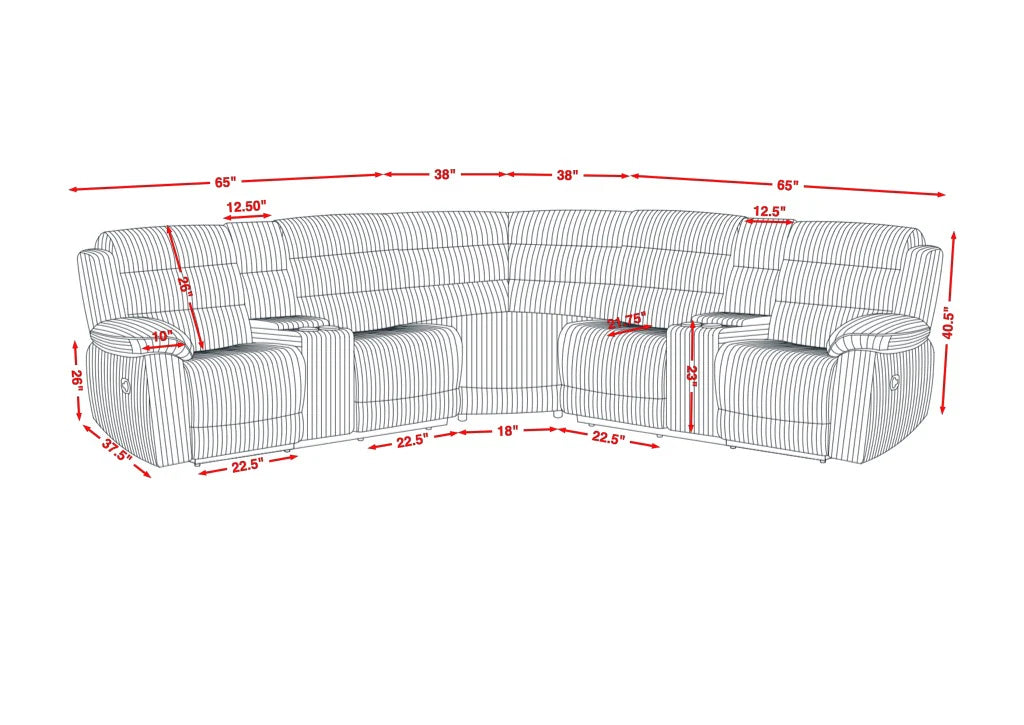 S3672 Calantha Grey Reclining Sectional