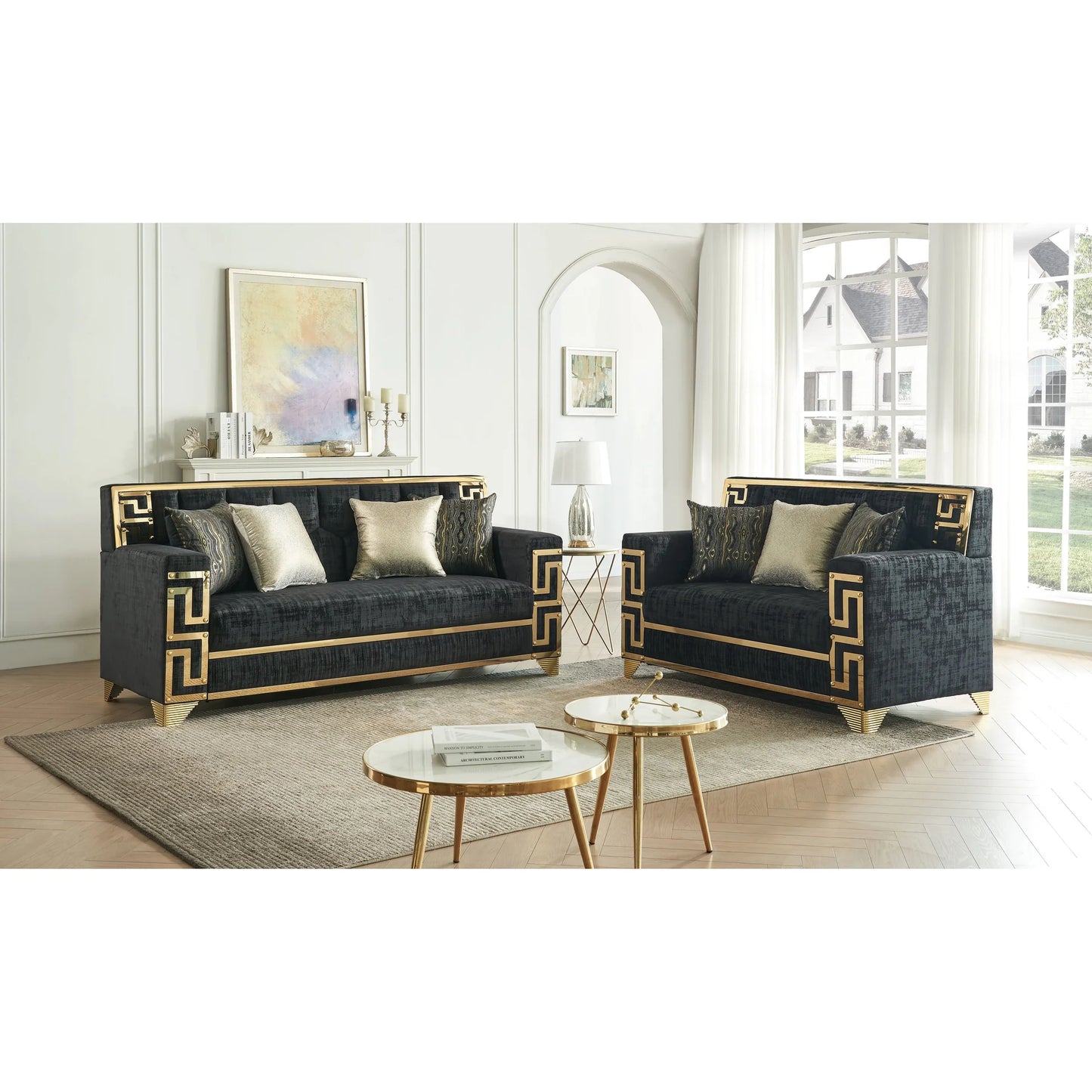 2pcs or 3pcs S3700 Hira Black Sofa & Loveseat