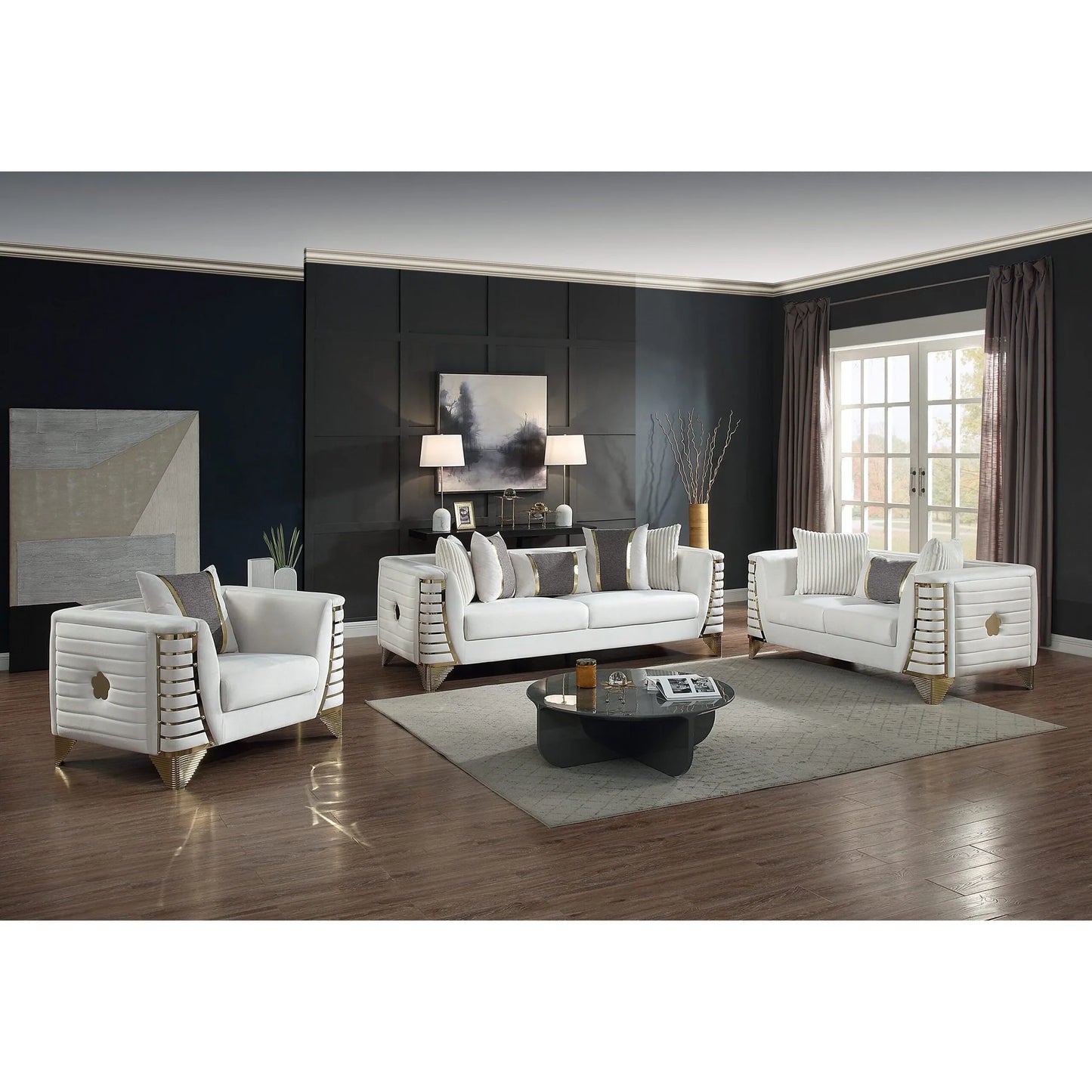 2pcs & 3pcs S4010 Donovan (Cream) Sofa & Loveseat