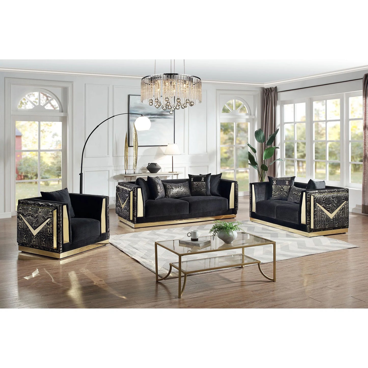 S4030 Monaco (Black) 2pcs & 3pcs Sofa & Loveseat
