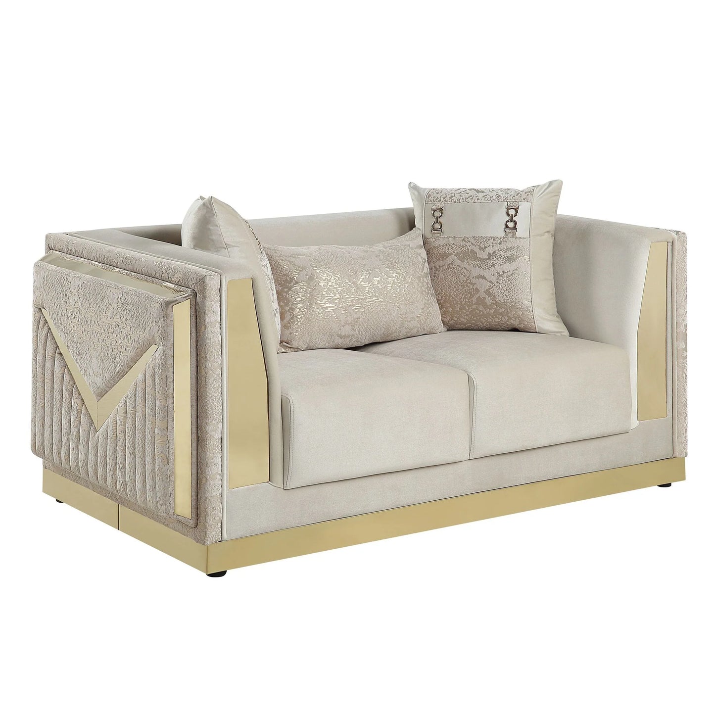 S4030 Monaco Cream Sofa & Loveseat Set