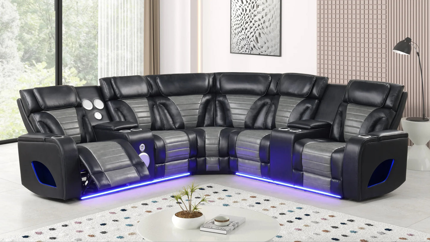 S4201 Robin Black Reclining Sectional