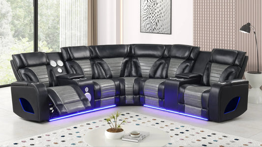 S4201 Robin Black Reclining Sectional