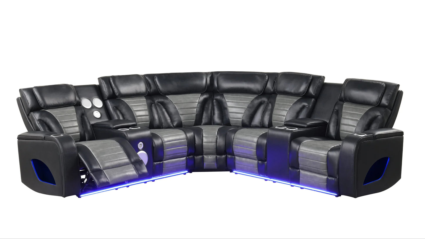 S4201 Robin Black Reclining Sectional