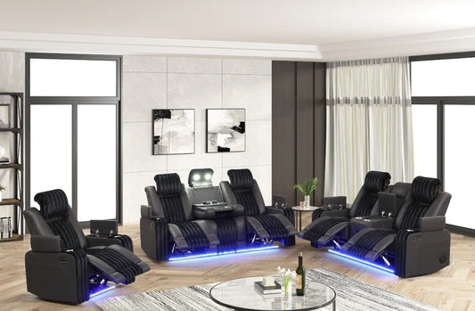 S4225 Lita Black Power Reclining Sofa Set