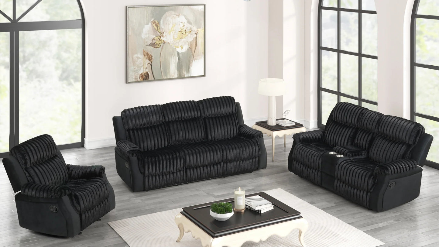 S4230 Willow Black Reclining Sofa Set