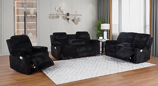 3pcs or 2pcs S6050 Lexy Black Reclining Sofa Set