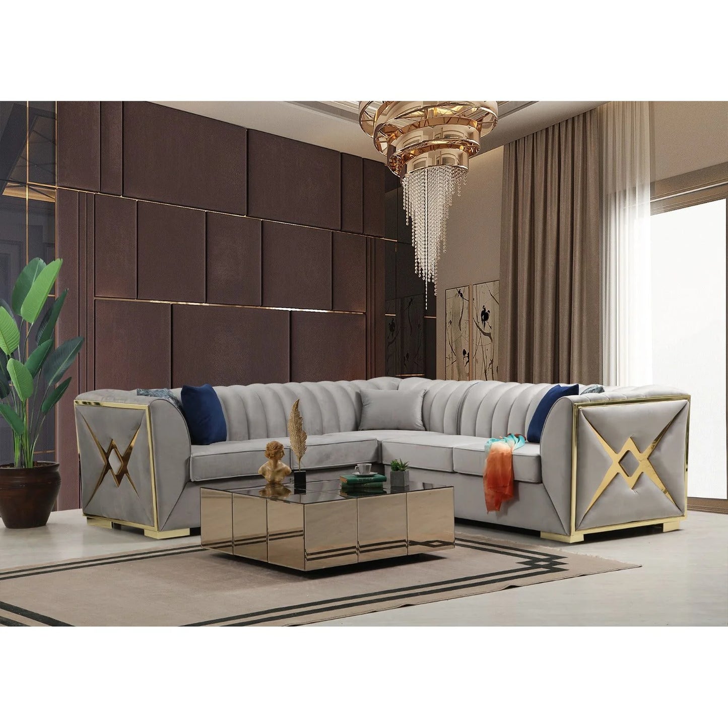 S6105 Ariana Gray Velvet Sectional