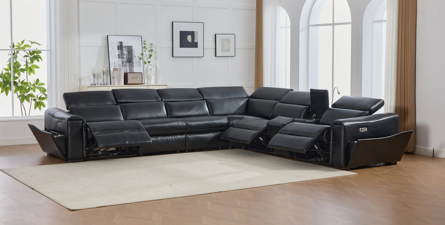 S681 Divani Power Black Reclining Sectional